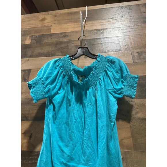 Ralph Lauren Off-the-Shoulder Peasant Blouse –Women’s M–Turquoise Blue - Picture 3 of 8
